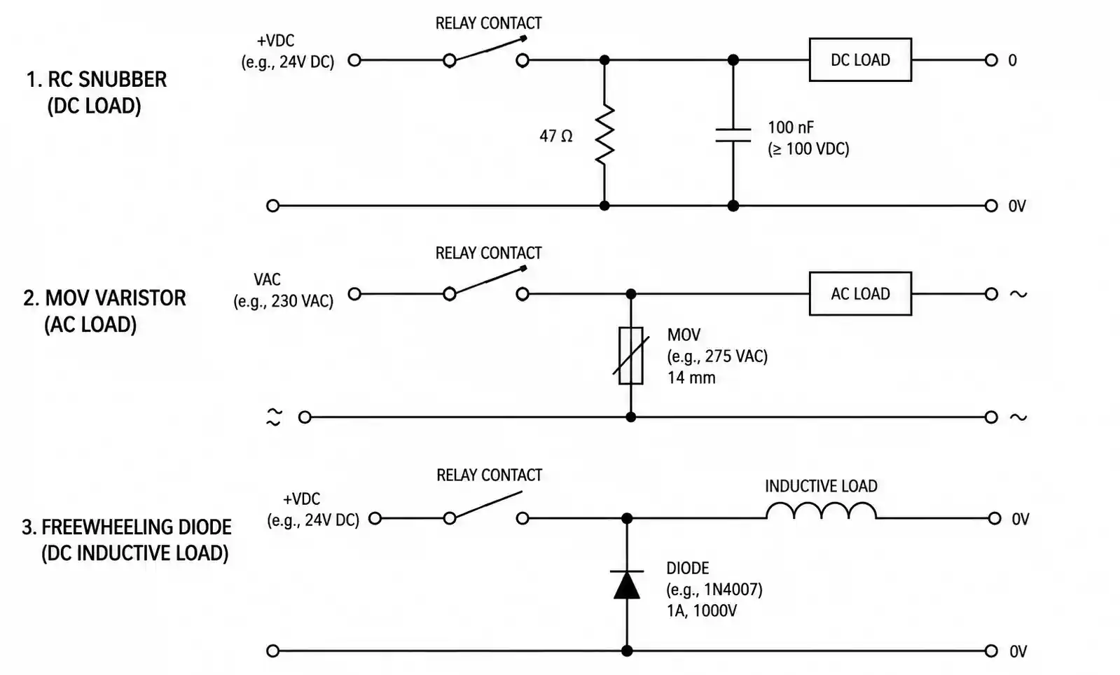 5-relay-contact-arc-suppression-circuits