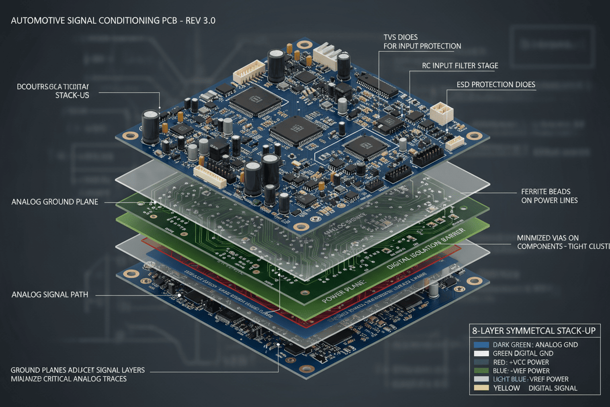 Automotive PCB Layout Best Practices for TI Op Amp Signal Conditioning Circuits