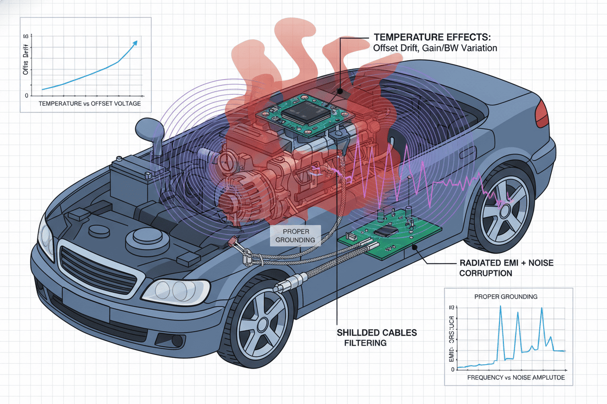 Automotive Sensor Signal Processing Challenges - Temperature and EMI Effects on Op Amp Performance