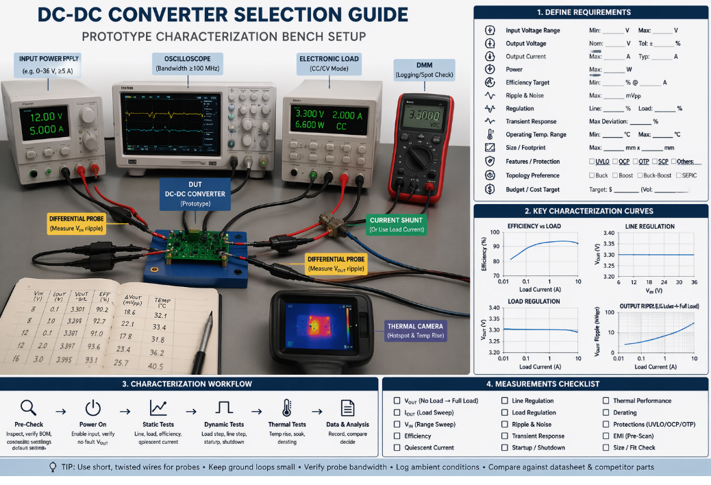 DC-DC-converter-selection-guide-prototype-characterization-bench-setup