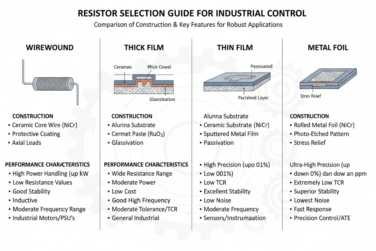 Industrial_Control_Resistor_Comparison_Wirewound_ThickFilm_ThinFilm_MetalFoil_Structure_Performance