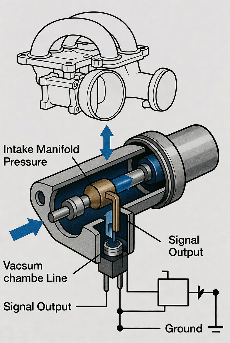 Internal structure and working principle of a MAP sensor