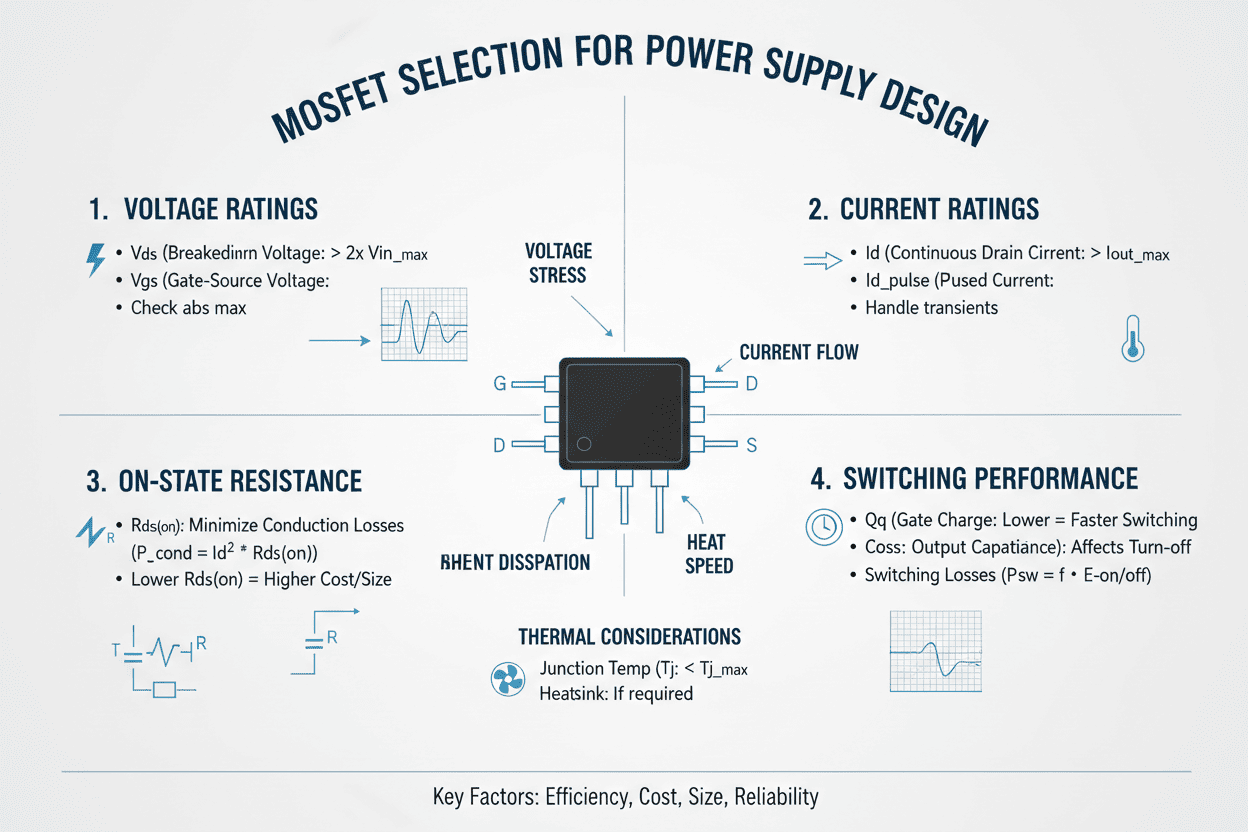 Physical diagram of MOSFET selection for power supply design