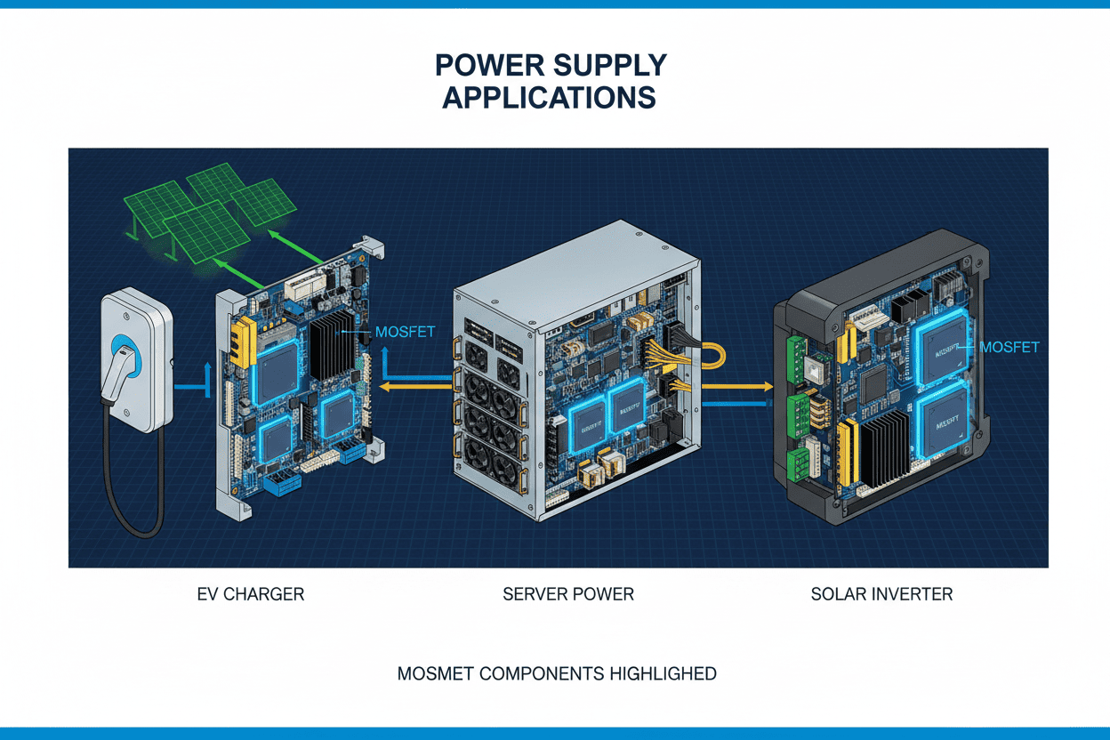 Power_Supply_Applications_EV_Server_Solar_MOSFET_Highlighted