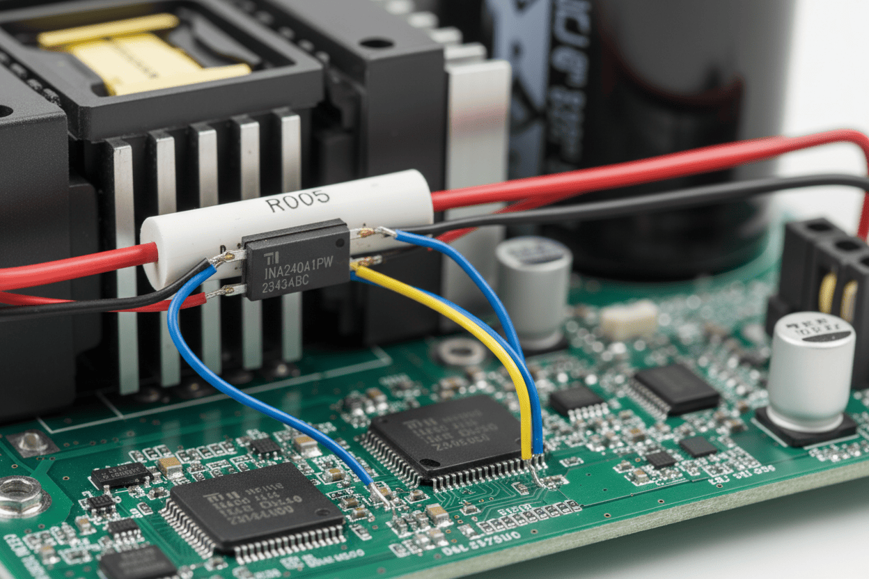 TI INA series automotive current sense amplifier application in motor drive systems