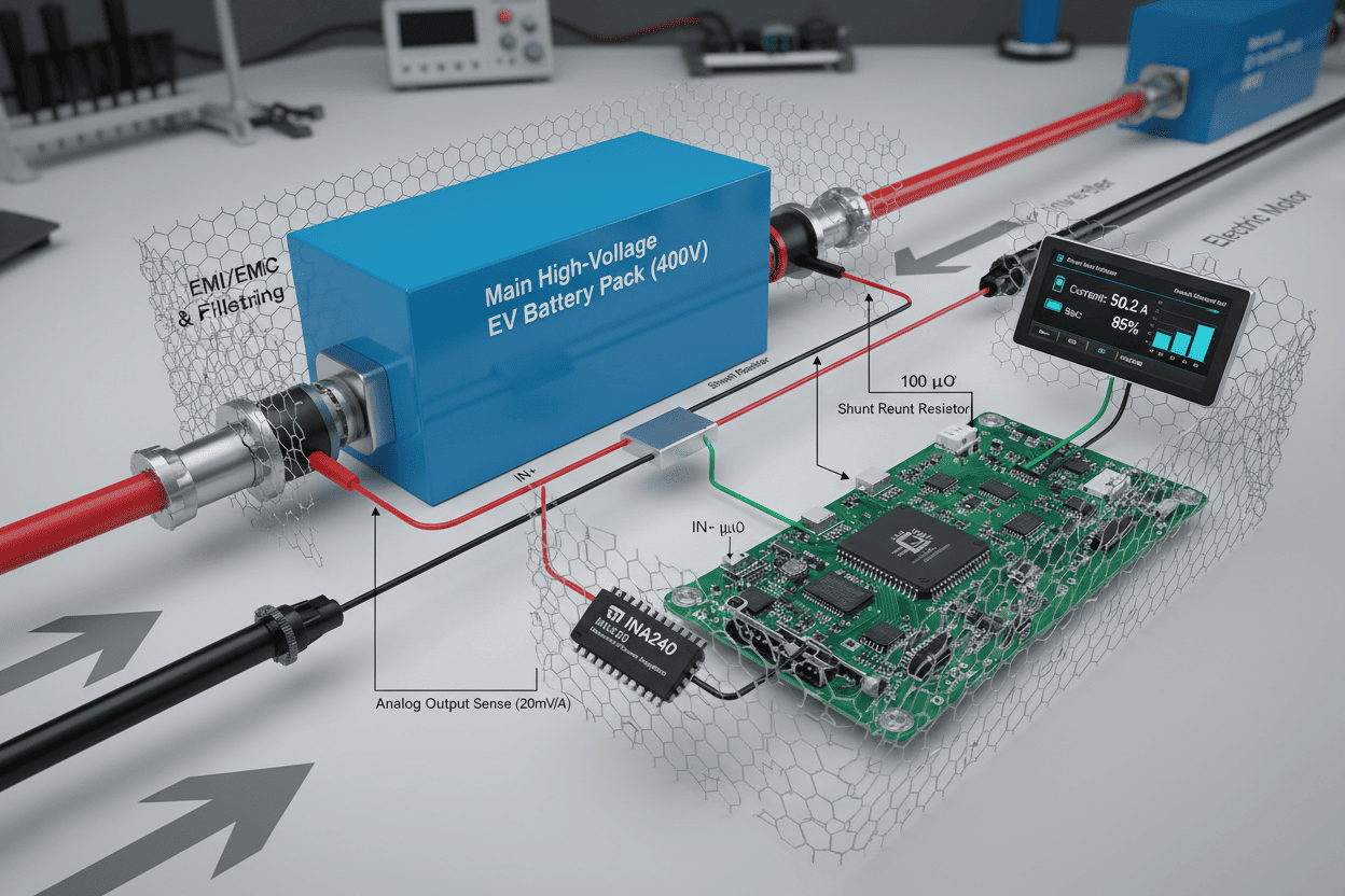 TI INA series automotive current sense amplifier real-world deployment in EV powertrain